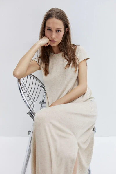 Midi dress with linen blend - 3