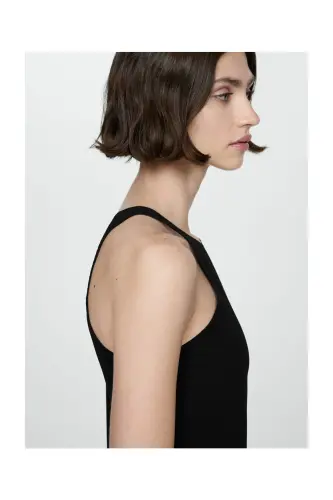Midi-dress with slit - Black - 5