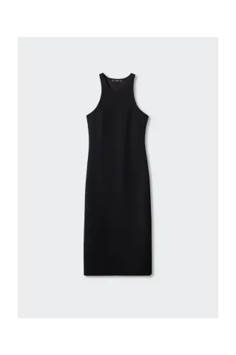 Midi-dress with slit - Black 