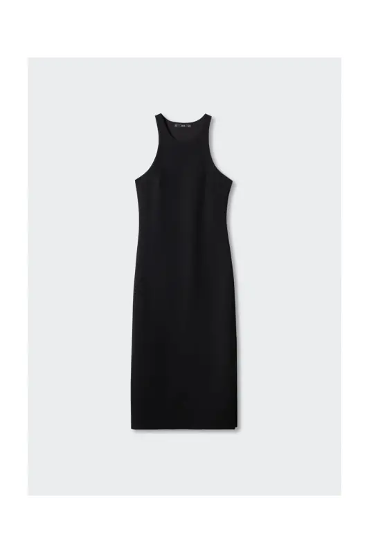 Midi-dress with slit - Black - MANGO WOMAN