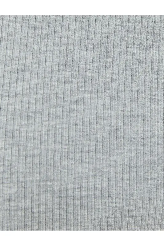 Midikleid Neckholder, figurbetont, gerippt - Grau - 6