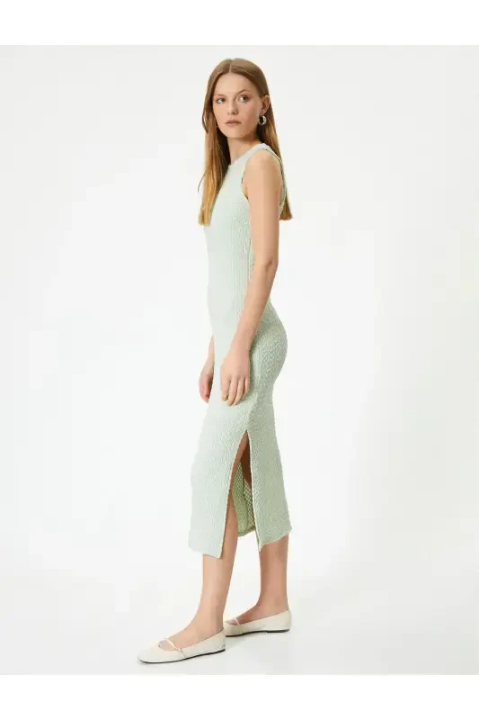 Midi Halter Neck Dress Textured - KOTON