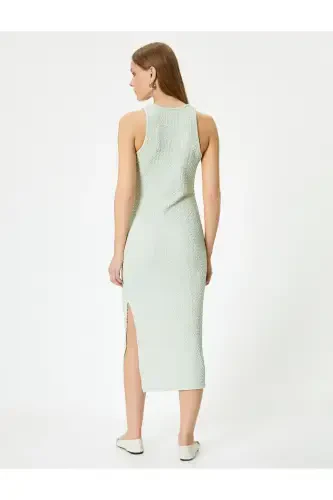 Midi Halter Neck Dress Textured - 4