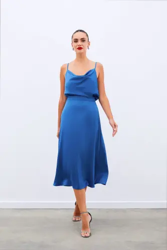 Миди Юбка Атлас - ИНДИГО-ИНДИГО - SATEEN (1)