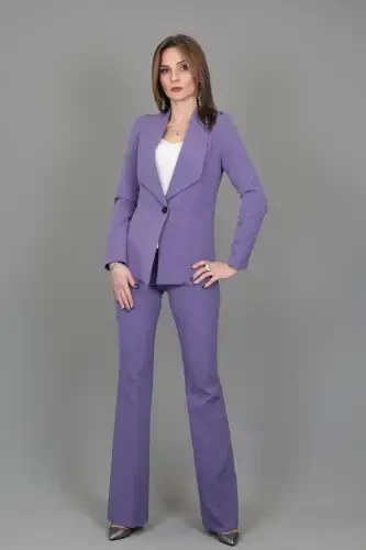 Midi Jacket & Flare Leg Pants Set-lilac-Lilac - 5