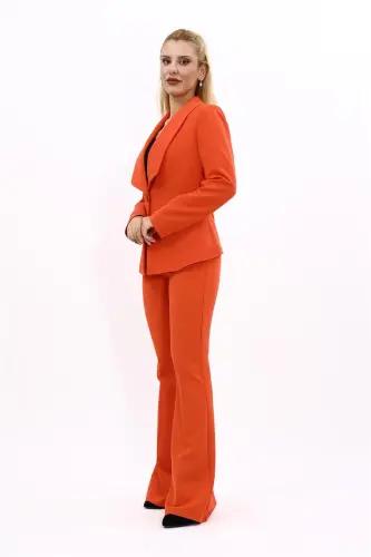 Midi Jacket & Flare Leg Pants Set-Orange-Orange - 5
