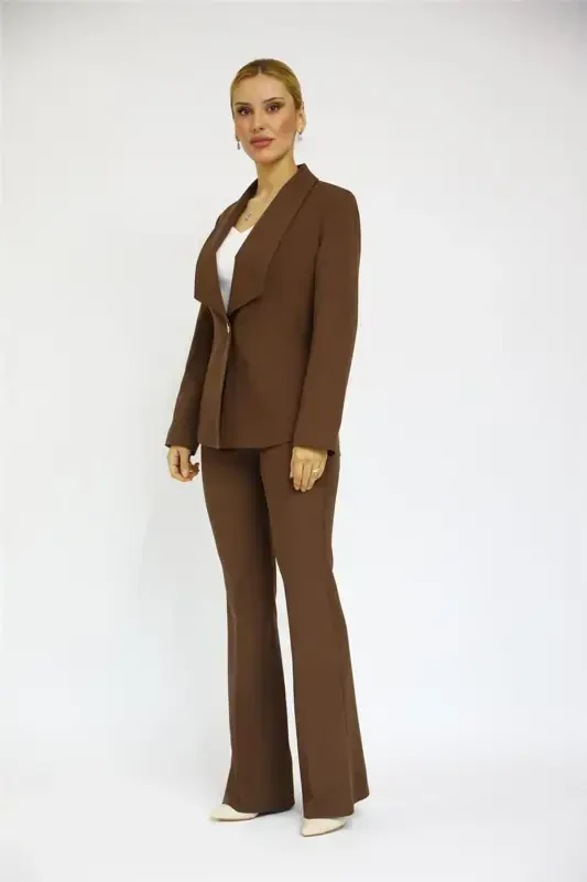 Midi Jacket & Flared Pants Set-bitter Coffee-bitter Coffee - ÖNDER ÖZSOY