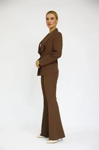 Midi Jacket & Flared Pants Set-bitter Coffee-bitter Coffee - 3