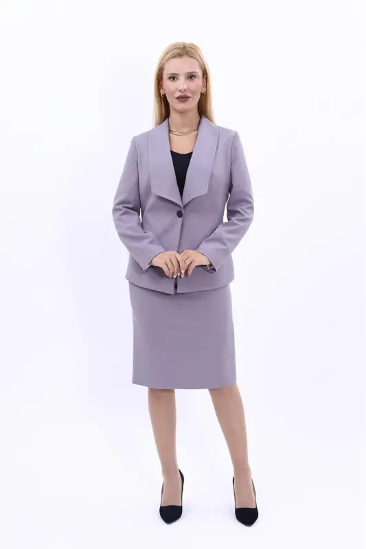 Midi Jacket & Pencil Skirt Set-Anthracite-Anthracite - 4