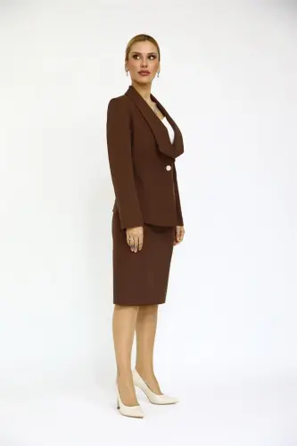 Midi Jacket & Pencil Skirt Set-bitter Coffee-bitter Coffee - 5