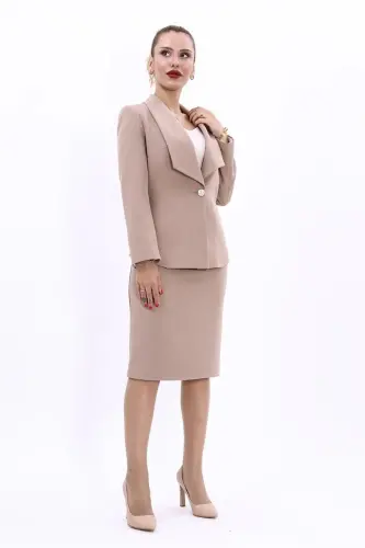 Midi Jacket & Pencil Skirt Set-stone-Stone - ÖNDER ÖZSOY (1)
