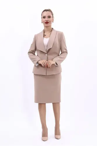 Midi Jacket & Pencil Skirt Set-stone-Stone - 4