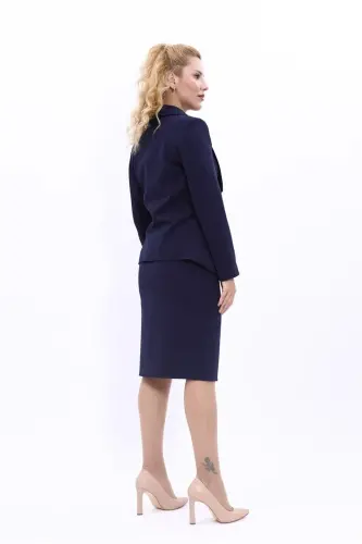 Midi Jacket & Pencil Skirt Suit-Navy Blue-Navy Blue - ÖNDER ÖZSOY (1)