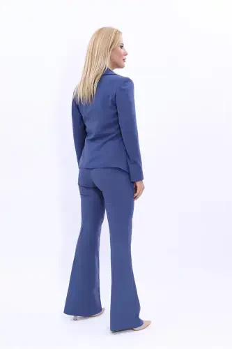 Midi Jacket & Wide Leg Trousers Set - Indigo - 3