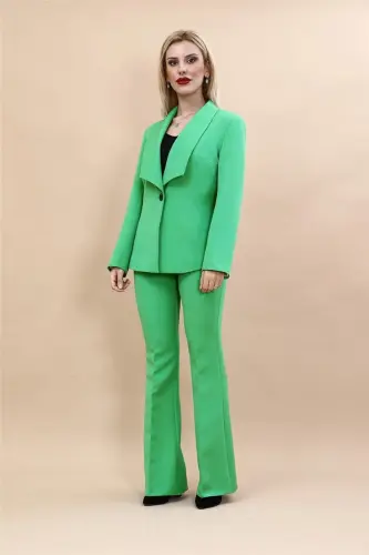 Midi Jilet & Keng Yelkalı Shim Pantalon To'plam - A. Yashil - 5