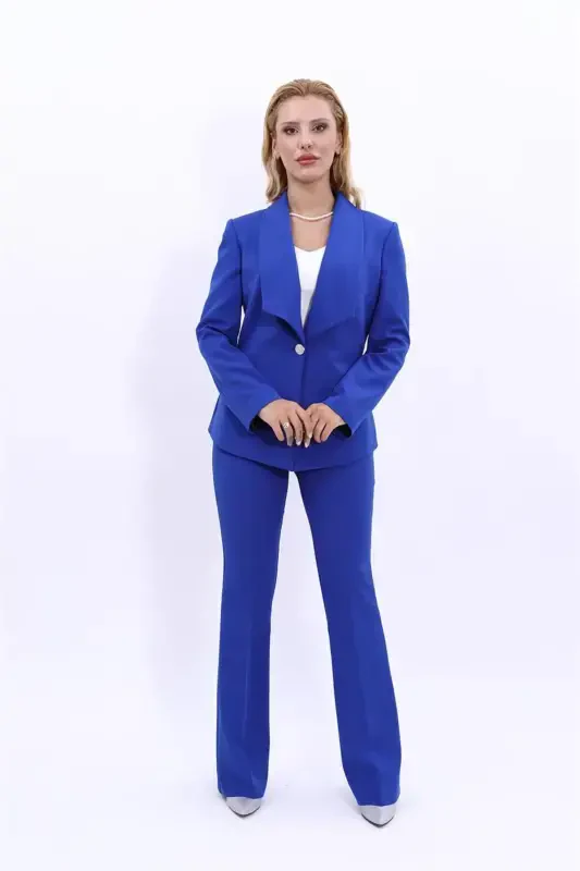 Midi Jilet & Kengaygan Oyoqli Shim Set - Firuza - 2