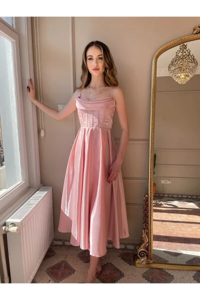 Миди-платье на бретелях из органзы и сатина - GENEL MARKALAR (1)