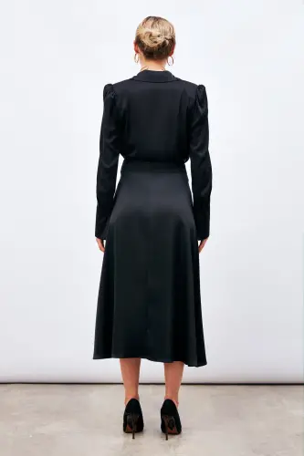 Midi Satin Skirt - BLACK-BLACK - 5