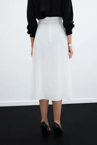 Midi Satin Skirt (Ecru) - 6