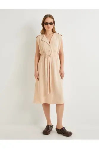 Midi Shirt Dress Belted Buttoned Pocketed Epaulette - 9