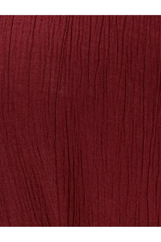 Midi Shirt Dress Unlined Thin Fabric Buttoned Belted Viscose-Burgundy - 6