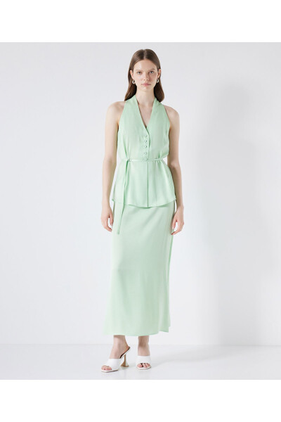 Midi skirt with a thin belt - İPEKYOL (1)