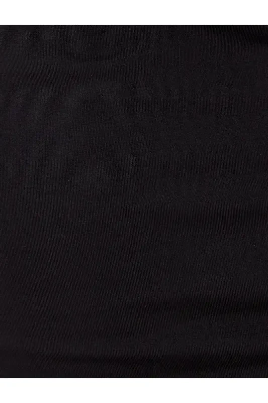 Midi Slip Dress Asymmetric Neck Draped Sleeveless Slim Fit-Black - 6