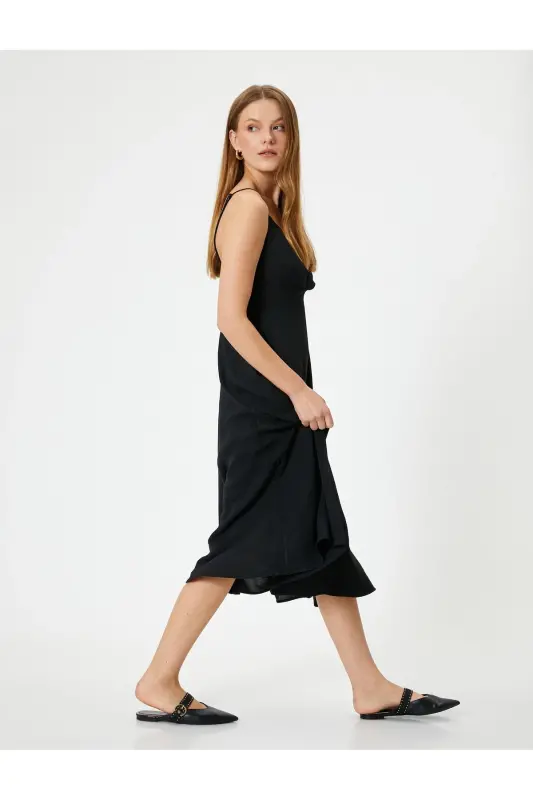 Midi Slip Dress Crossover Neck A Line - KOTON
