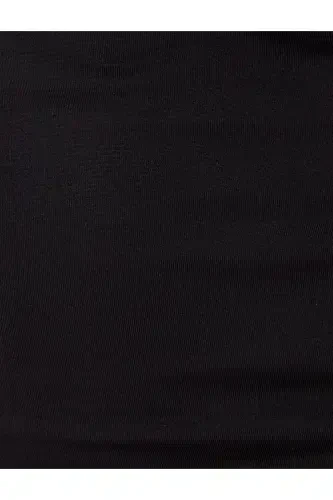 Midi Slip Ko'ylak Assimetrik Yoqali Drapeyli Yengsiz Slim Fit-Qora - 6