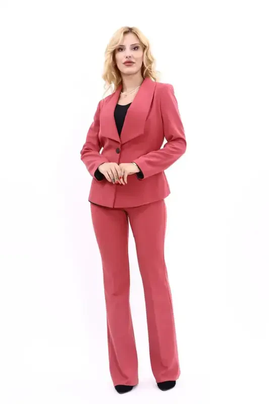 Миди Жакет & Брюки Клеш - Кирпичный - Кирпичный - 5