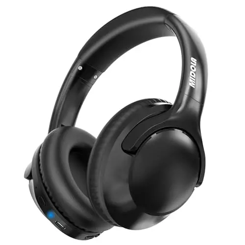 MIDOLA Bluetooth Headphones Over Ear 68H Playtime 6 EQ Wireless Headset with Microphone HiFi Stereo Foldable Lightweight Deep Bass for Travel Home Office Cellphone Black - 1