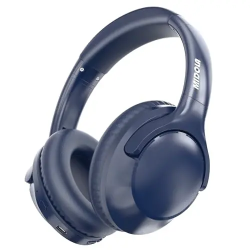 MIDOLA Bluetooth Headphones Over Ear 68H Playtime 6 EQ Wireless Headset with Microphone HiFi Stereo Foldable Lightweight Deep Bass for Travel Home Office Cellphone Blue - MIDOLA