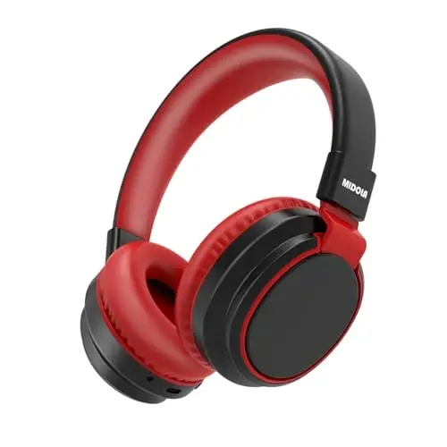 MIDOLA Kids Headphones Bluetooth 5.3 Wireless 60H Play Time Volume Limited 85/110dB Over Ear Foldable Protection Headset/Wired Aux Built-in Mic for Boy Girl Travel School Pad Tablet Black - 1