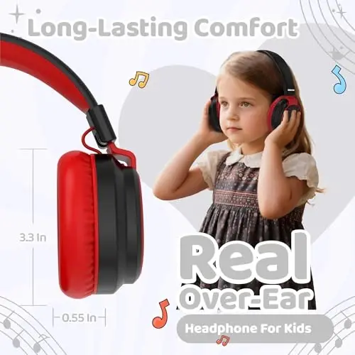 MIDOLA Kids Headphones Bluetooth 5.3 Wireless 60H Play Time Volume Limited 85/110dB Over Ear Foldable Protection Headset/Wired Aux Built-in Mic for Boy Girl Travel School Pad Tablet Black - 6