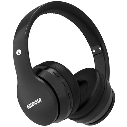 MIDOLA Kids Headphones Bluetooth 5.4 Wireless 68H Play Time Volume Limit 85/94dB Over-Ear Foldable Headset,Type-C Fast Charging,with Wired Aux Mic for Toddler Child Pad Tablet Black - 1