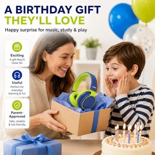 MIDOLA Çocuk Kulaklıkları Bluetooth 5.3 Kablosuz 60 Saat Çalma Süresi Sınırlandırılmış Ses Seviyesi 85/110dB Katlanabilir Koruma Kulaklığı/Kablolu Aux Dahili Mikrofon Erkek Kız Çocuk Seyahat Okul Tablet Derin Mavi - MIDOLA (1)