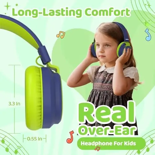 MIDOLA Kids Headphones Bluetooth 5.3 Wireless 60H Play Time Volume Limited 85/110dB Over Ear Foldable Protection Headset/Wired Aux Built-in Mic for Boy Girl Travel School Pad Tablet Deepblue - 6