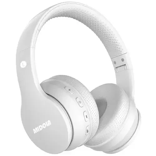 MIDOLA Kids Headphones Bluetooth 5.4 Wireless 68H Play Time Volume Limit 85/94dB Over-Ear Foldable Headset,Type-C Fast Charging, Wired Aux Mic for Toddler Child Pad Tablet White - MIDOLA
