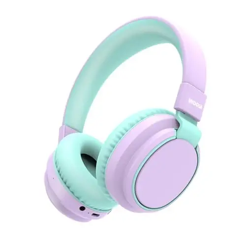 MIDOLA Kids Headphones Wireless Bluetooth 5.4 68H Play Time Volume Limit 85/94dB Over-Ear Foldable Headset,Type-C Fast Charging,with Wired Aux Mic for Toddler Boy Girl Pad Tablet Light Purple 