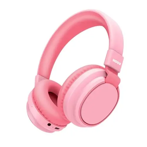 MIDOLA Kids Headphones Wireless Bluetooth 5.4 68H Play Time Volume Limit 85/94dB Over-Ear Foldable Headset,Type-C Fast Charging,with Wired Aux Mic for Toddler Boy Girl Pad Tablet Pink 