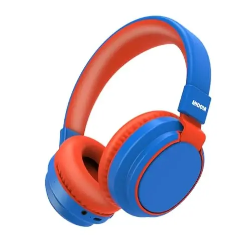 MIDOLA Kids Headphones Wireless Bluetooth 5.4 68H Play Time Volume Limit 85/94dB Over-Ear Foldable Headset,Type-C Fast Charging,with Wired Aux Mic for Toddler Boy Girl Pad Tablet Blue 