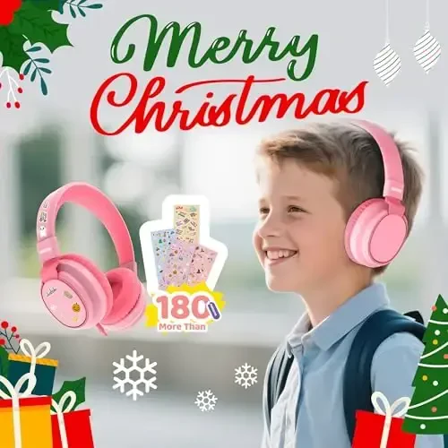 MIDOLA Kids Headphone Wired Volume Limited 85/94dB Over-Ear/On-Ear Foldable Headset with Microphone Hearing Protection Headphones for Toddler Boy Girl Child School Learning Pad Tablet Pink - 5