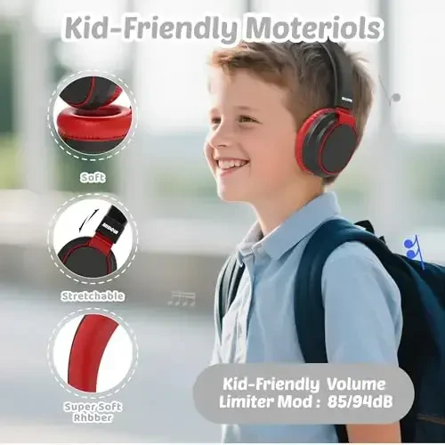 MIDOLA Volume Limited 85/110dB Kids Headphone Over-Ear/On-Ear Foldable Sound Noise Protection Headset with Inline AUX 3.5mm Cord w/Mic for Child School Cellphone Pad PC Notebook Black - 2