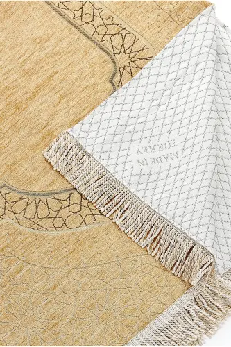 Mihrap Desenli Astarlı Şönil Seccade - Gold-Gold - 3