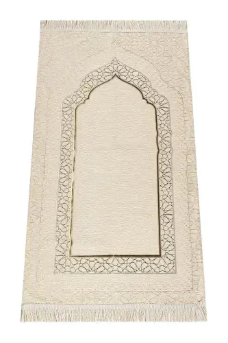 Mihrob naqshli astarlangan shenil joynamoz - Krem-Krem - 1