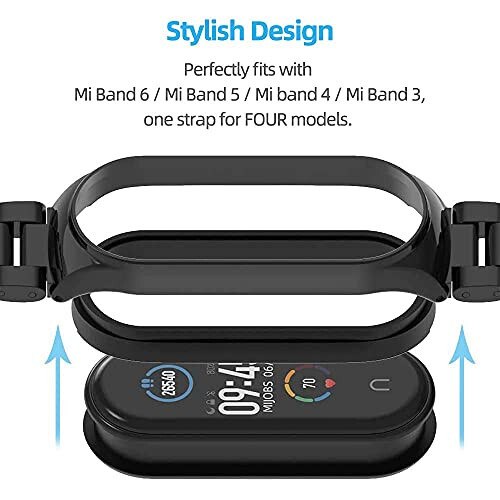 MIJOBS Mi Band 7 Mi Band 6 Kayış Xiaomi Mi Band 5 4 3 İçin, Paslanmaz Çelik Saat Kayışı Metal Yedek Bilezik Bileklik Mi Smart Band 5 İçin - 3