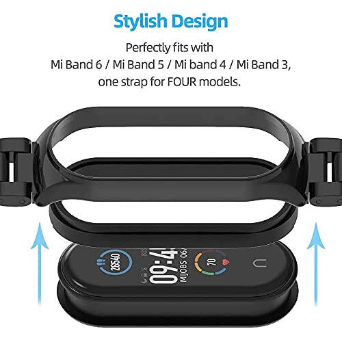 MIJOBS Mi Band 7 Mi Band 6 Kayış Xiaomi Mi Band 5 4 3 İçin, Paslanmaz Çelik Saat Kayışı Metal Yedek Bilezik Bileklik Mi Smart Band 5 İçin - 3