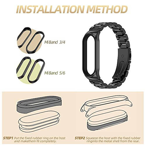 MIJOBS Mi Band 7 Mi Band 6 Strap for Xiaomi Mi Band 5 4 3, Stainless Steel Watch Band Metal Replacement Bracelet Wristband for Mi Smart Band 5 - 6