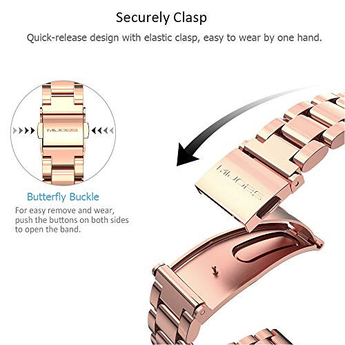 MIJOBS Strap Compatible with Xiaomi Mi Band 5 / Mi Band 4 / Mi Band 3 Straps, Stainless Steel Watch Band Metal Replacement Bracelet Wristband Correa for Mi Band 5 NFC Global Version - 4