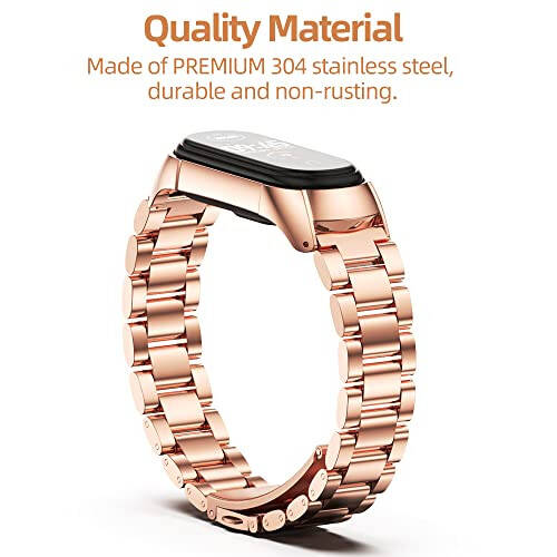 MIJOBS Strap Compatible with Xiaomi Mi Band 5 / Mi Band 4 / Mi Band 3 Straps, Stainless Steel Watch Band Metal Replacement Bracelet Wristband Correa for Mi Band 5 NFC Global Version - 5